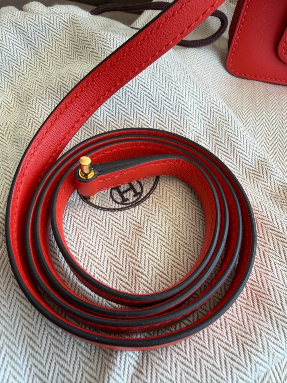 Hermes HSS Roulis Mini Capucine Gold Hardware Horseshoe Stamp - Never Worn - Picture 7 of 12